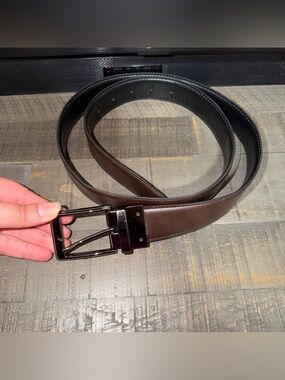 Men's 43"‎ Brown/Black Leather Dress Belt Swiss gear